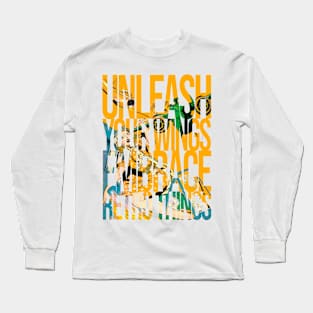 Unleash Your Wings, Embrace Retro Things Vintage Comic Old Fantasy Popart Scifi Funny Long Sleeve T-Shirt